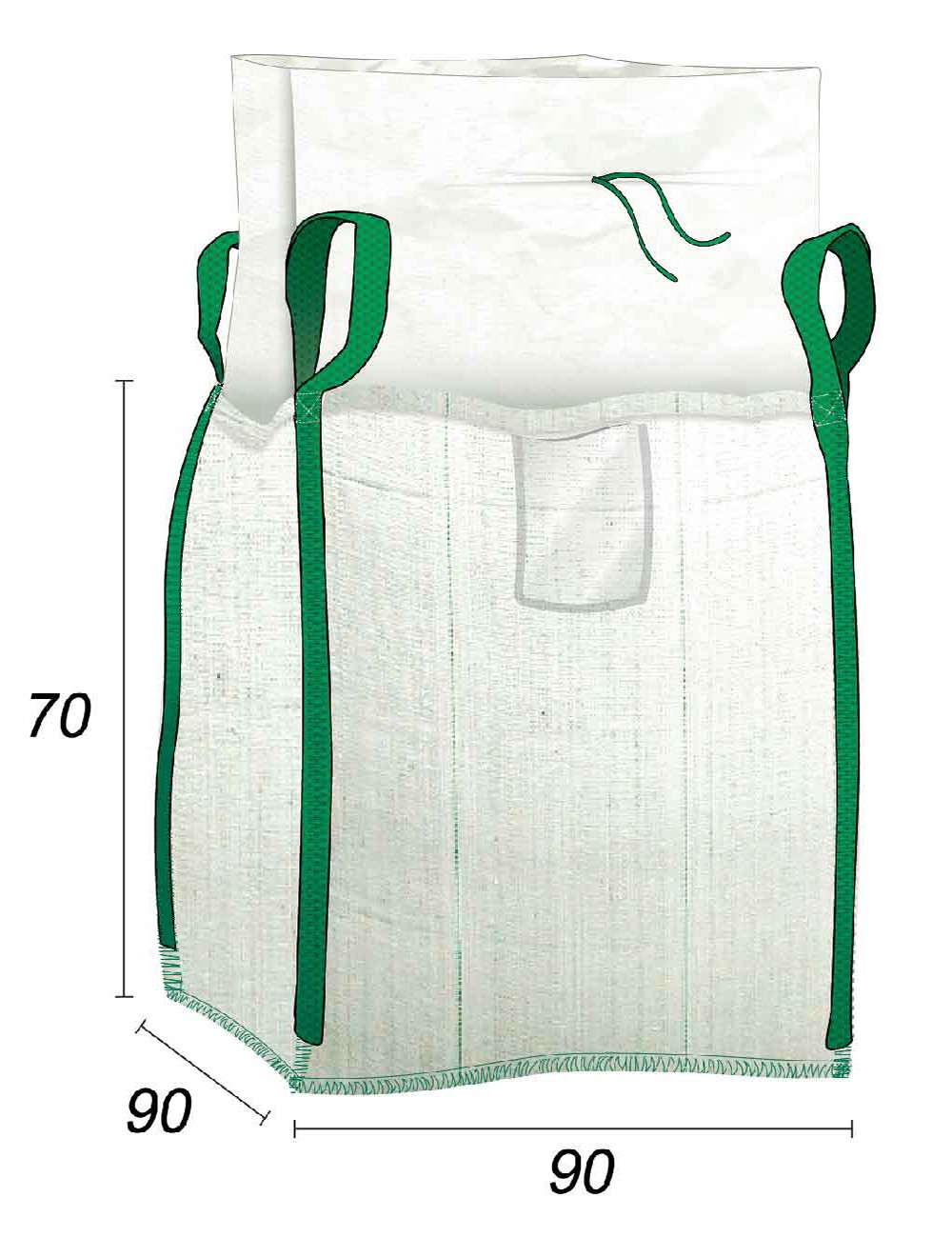 Big Bag 1/2 m3 mit Verschlussschürze - 90X90X70