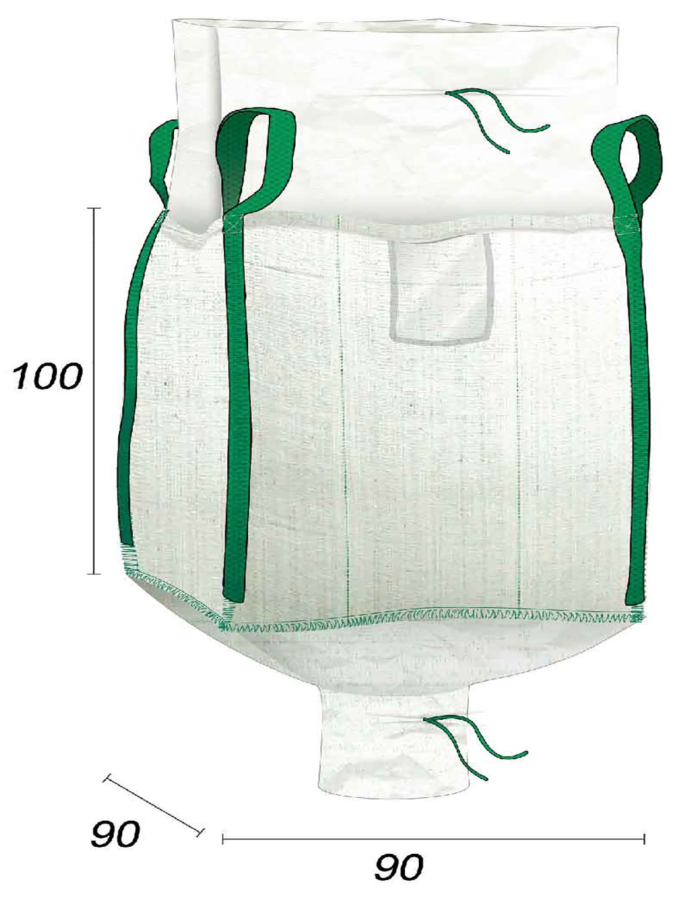 Big Bag 1000 kg leer mit Entleerungsstutzen - 90X90X100
