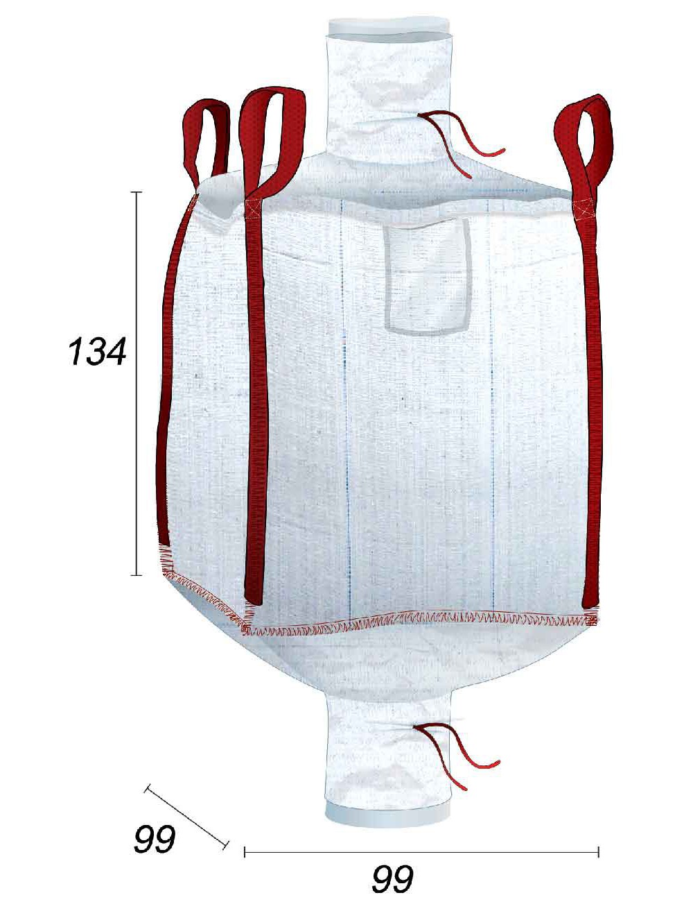 Big Bag Innen mit 70µ Beutel gefüttert - 99X99X134